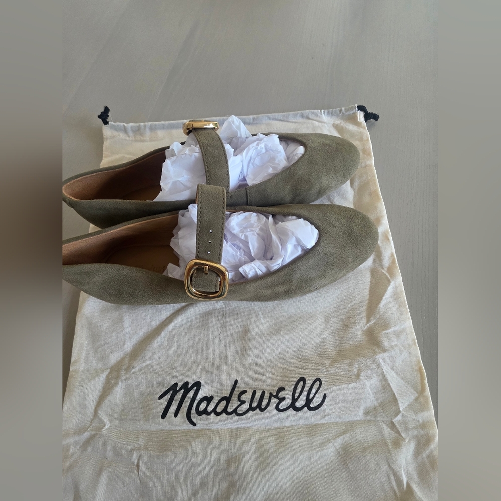 Madewell Women's Aged Olive The Remy Mary Jane Flats Sz 7.5 Stitch Fix Fall - Picture 7 of 9